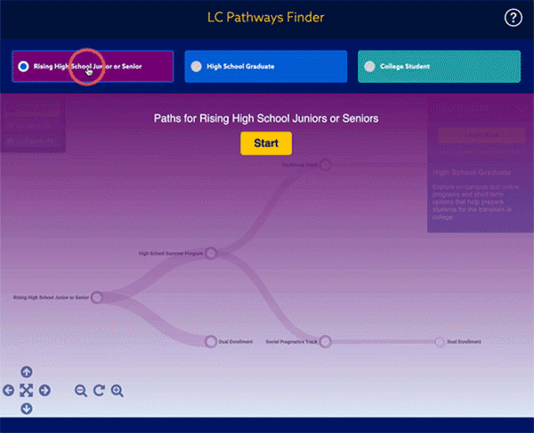 Animated gif showing a cursor hovering over three different colord buttons.